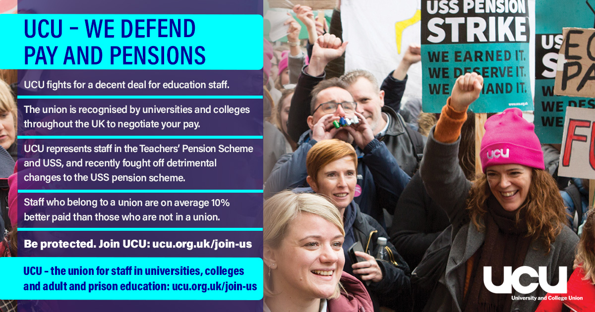 We defend pay and pensions with text - join us graphic