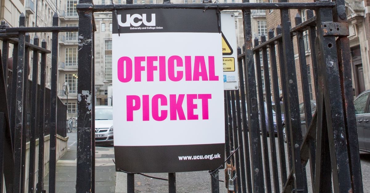 A photo of a poster that says 'Official UCU Picket'