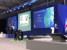 COP26 conference rostrum