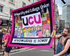 UCU banner at London Pride 2023