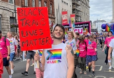 UCU walking group at London Pride 2023 - trans placard