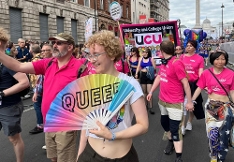UCU walking group at London Pride 2023 - queer fan