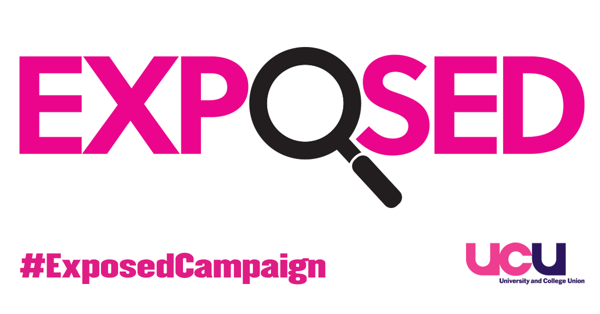 Exposed page icon with UCU logo & #ExposeCampaign