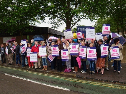 Lunchtime protest at OCVC, 2 July 13