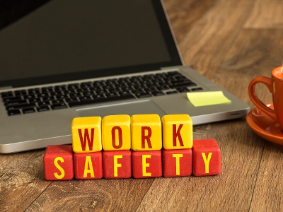 Image of letter blocks spelling out the words ' Work safety'