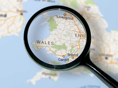 Wales map magnified