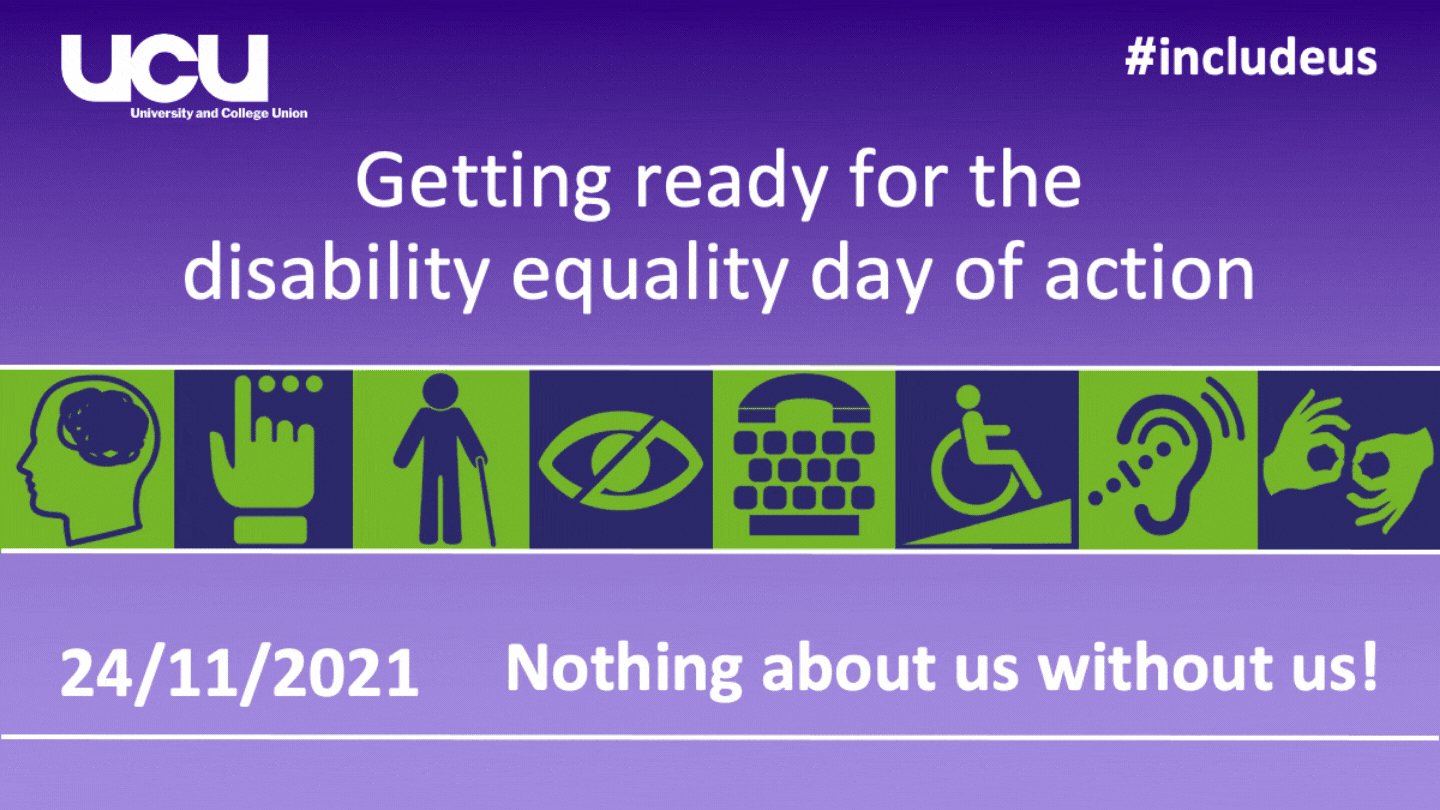Promo image for the UCU day of action for disability equality in education
